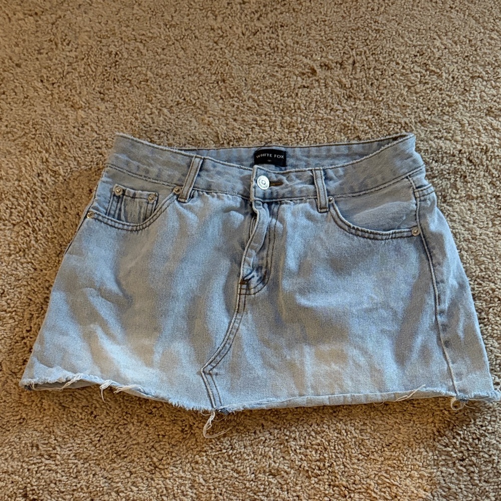 White Fox Boutique Light Blue Mini Skirt - Picture 1 of 7
